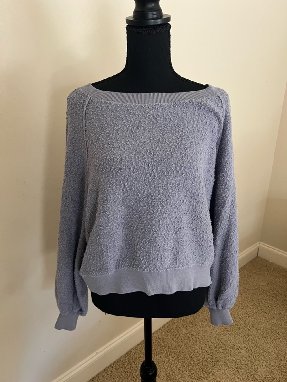 Women’s Free People Foundation My Friend Blue Gray Slub Pullover Size XS
